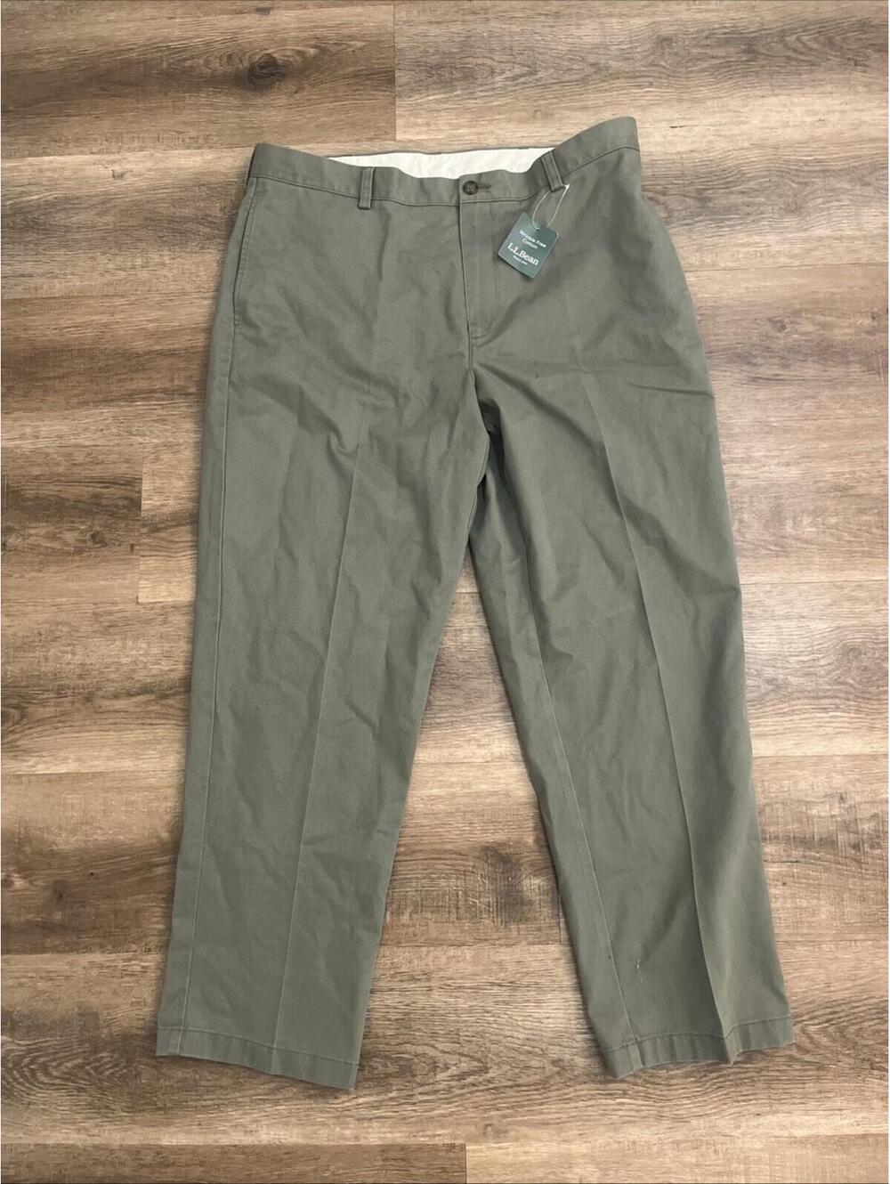 LL Bean Pants Mens 37x29 Beige Khaki Dark Chino Trousers Classic Fit NWT